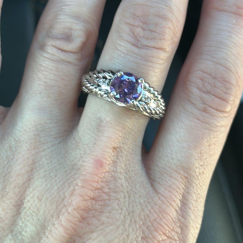 Amethyst Colored Silver Ring - image 4